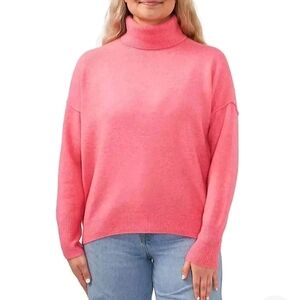 Vince Camuto Ultra Soft Oversized Drop Shoulder Turtleneck Sweater in Pop Pink